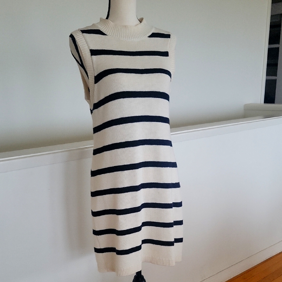 Sanctuary Black And White Striped Knit Mini Dress